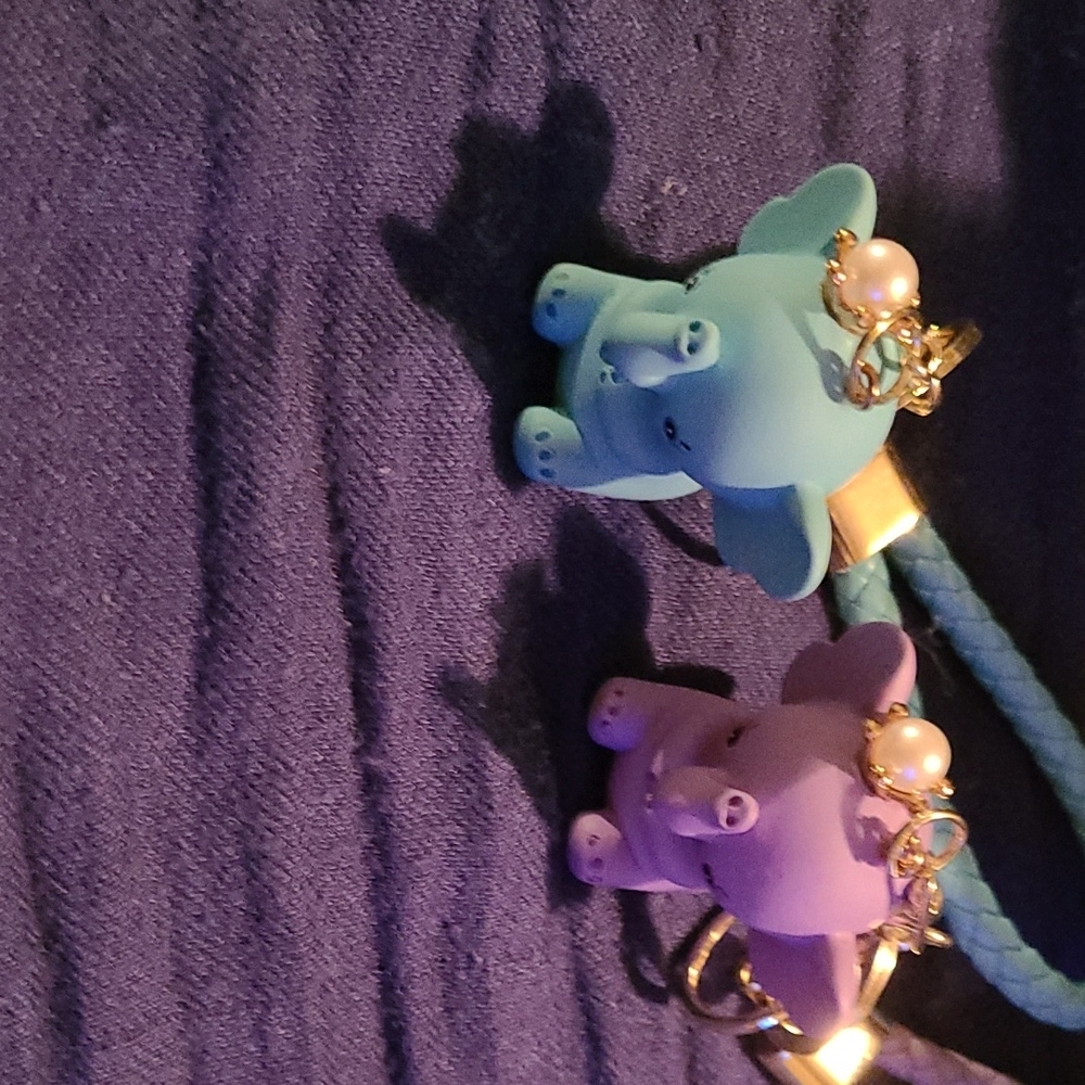 Cute Elephant Keychain- Blue and Purple